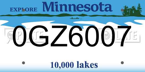 0GZ6007 Minnesota License Plate