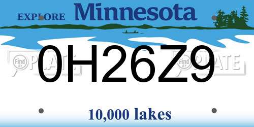 0H26Z9 Minnesota License Plate