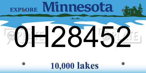 0H28452 Minnesota License Plate