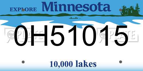 0H51015 Minnesota License Plate
