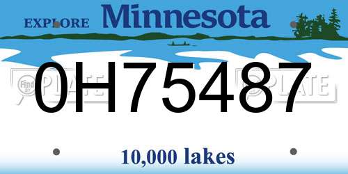 0H75487 Minnesota License Plate