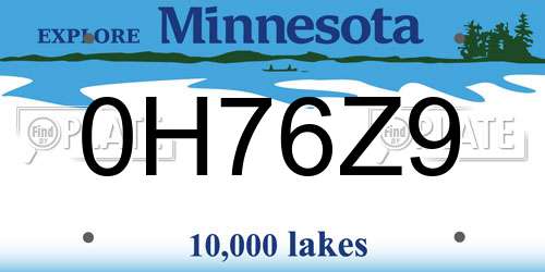 0H76Z9 Minnesota License Plate
