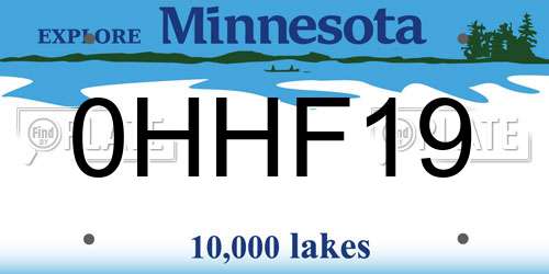 0HHF19 Minnesota License Plate
