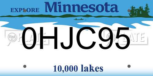 0HJC95 Minnesota License Plate