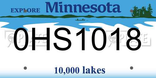 0HS1018 Minnesota License Plate