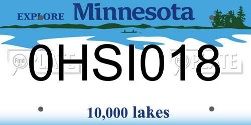 0HSI018 Minnesota License Plate