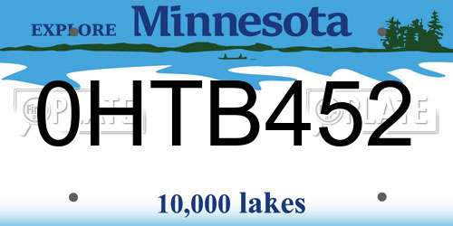 0HTB452 Minnesota License Plate
