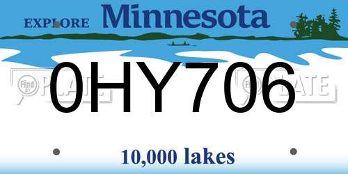 0HY706 Minnesota License Plate