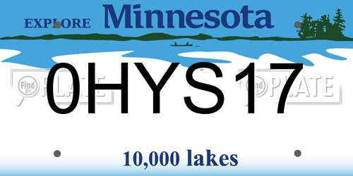 0HYS17 Minnesota License Plate