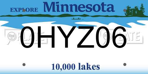 0HYZ06 Minnesota License Plate