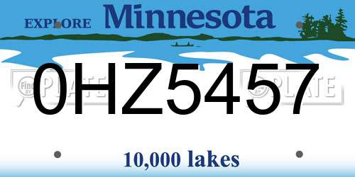 0HZ5457 Minnesota License Plate
