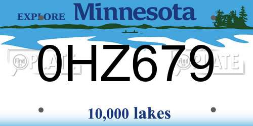 0HZ679 Minnesota License Plate