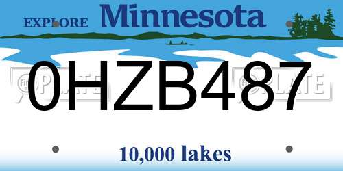 0HZB487 Minnesota License Plate