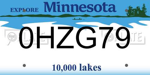 0HZG79 Minnesota License Plate