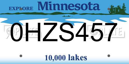 0HZS457 Minnesota License Plate