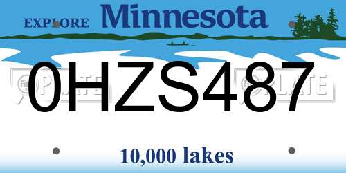 0HZS487 Minnesota License Plate