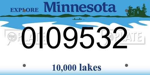 0I09532 Minnesota License Plate