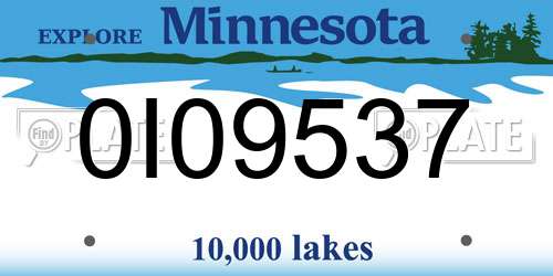 0I09537 Minnesota License Plate