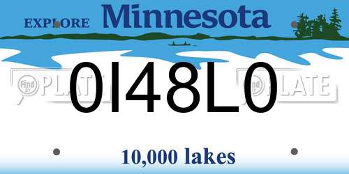 0I48L0 Minnesota License Plate