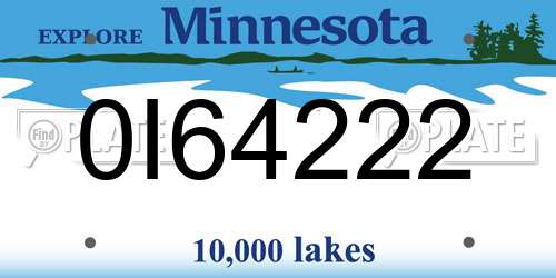 0I64222 Minnesota License Plate