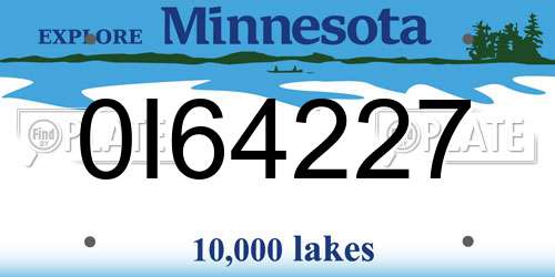 0I64227 Minnesota License Plate