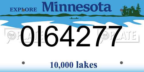 0I64277 Minnesota License Plate