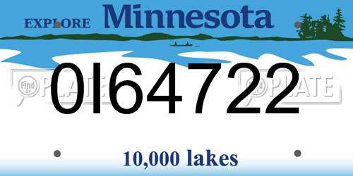 0I64722 Minnesota License Plate