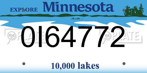 0I64772 Minnesota License Plate