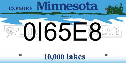 0I65E8 Minnesota License Plate