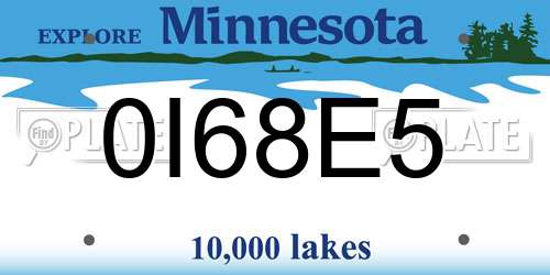 0I68E5 Minnesota License Plate