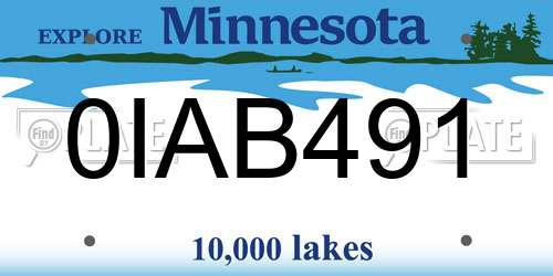 0IAB491 Minnesota License Plate