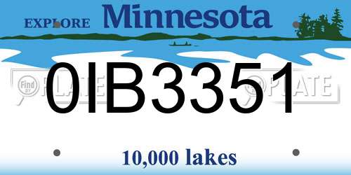0IB3351 Minnesota License Plate