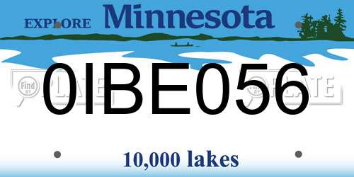 0IBE056 Minnesota License Plate