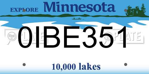 0IBE351 Minnesota License Plate