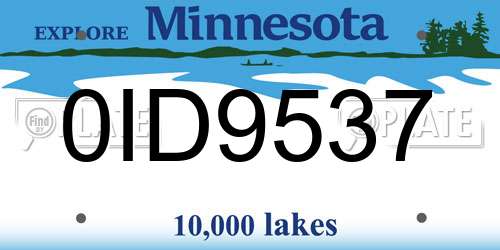 0ID9537 Minnesota License Plate