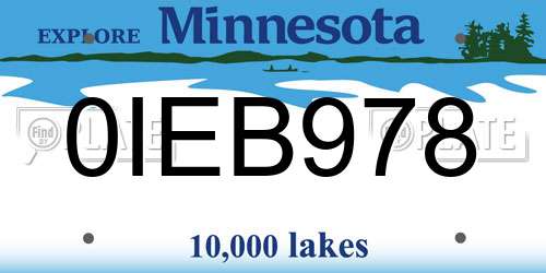 0IEB978 Minnesota License Plate