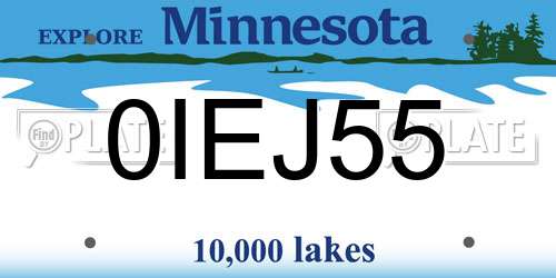 0IEJ55 Minnesota License Plate