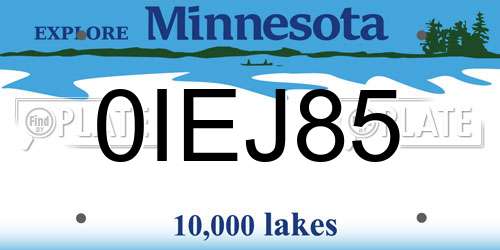 0IEJ85 Minnesota License Plate