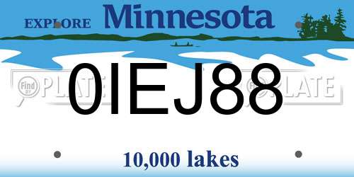 0IEJ88 Minnesota License Plate