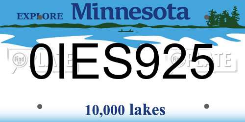 0IES925 Minnesota License Plate