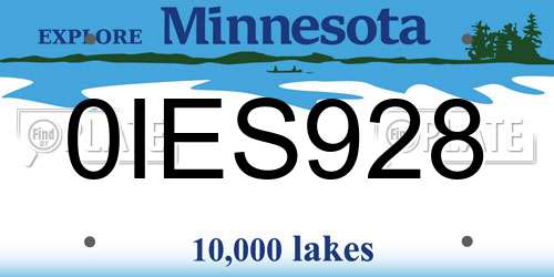 0IES928 Minnesota License Plate