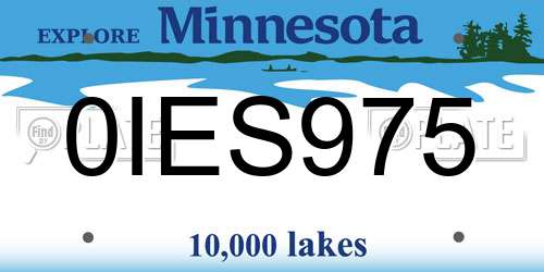 0IES975 Minnesota License Plate