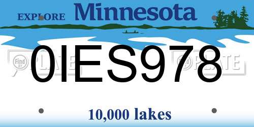 0IES978 Minnesota License Plate