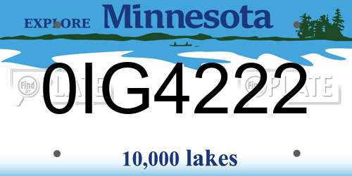 0IG4222 Minnesota License Plate