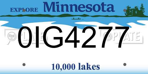 0IG4277 Minnesota License Plate