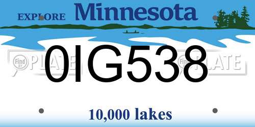 0IG538 Minnesota License Plate