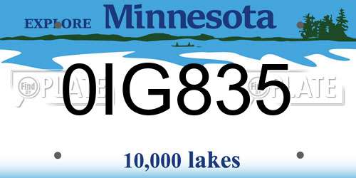 0IG835 Minnesota License Plate