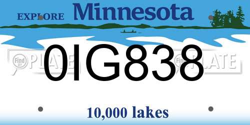 0IG838 Minnesota License Plate