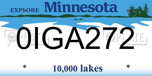 0IGA272 Minnesota License Plate