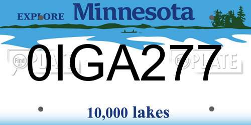 0IGA277 Minnesota License Plate
